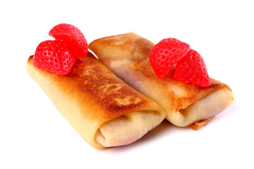 Strawberry jam filled pancakes