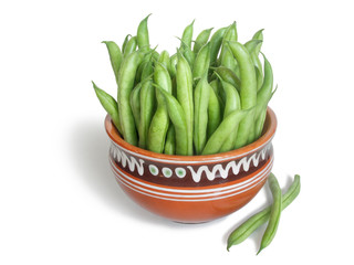 fresh green beans a painted ceramic ukrainian pot