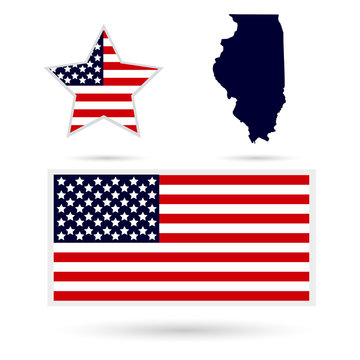 Map of the U.S. state of Illinois on a white background. America