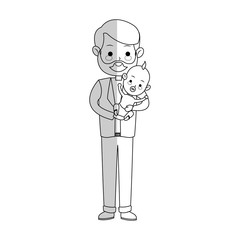 man holding a baby cartoon icon over white background. vector illustration