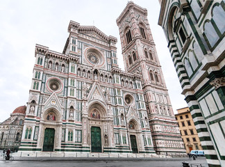 view Florence Cathedral and campanile in morning