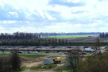 The sleeping area in the city, robin, ring road, the city of Minsk, Belarus, April, spring day,