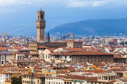 skyline of Florence town with Palazzo Vecchio