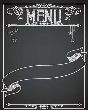 Menu / Chalkboard menu board with empty text space