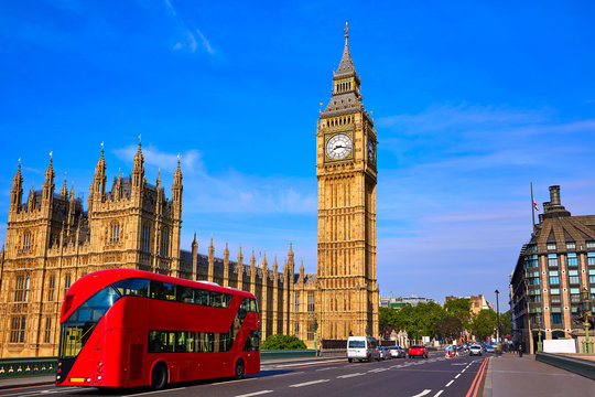 Big Ben Clock Tower And London Bus