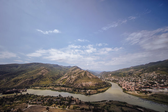 View Of The City Of Mtskheta And The Kura River