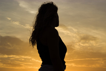 Girl and sunset.
