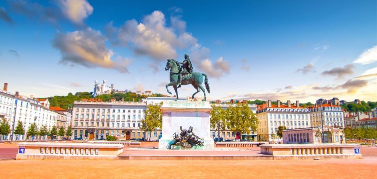 Place Bellecour &agrave; Lyon, France