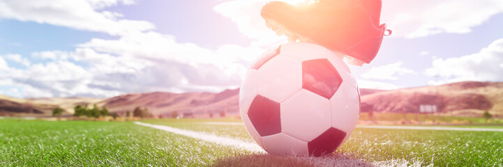 Soccer ball with player foot on soccer field © Mariusz Blach
