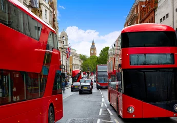Foto auf Leinwand London Big Ben from Trafalgar Square traffic © lunamarina