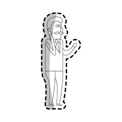 man using a smartphone cartoon icon over white background. vector illustration