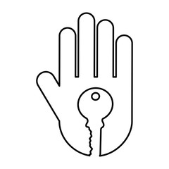 hand human with key silhouette icon vector illustration design