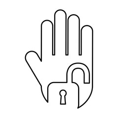 Fototapeta premium hand human with padlock silhouette icon vector illustration design