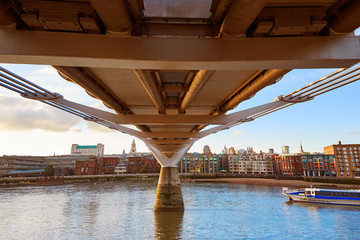 Fototapeta premium London Millennium bridge skyline UK