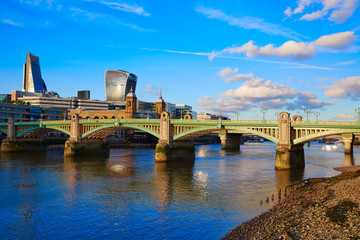 London Southwark bridge in Thames river