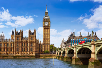 Big Ben London Clock tower in UK Thames - obrazy, fototapety, plakaty