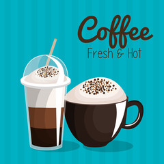 delicious coffee always fresh poster vector illustration design