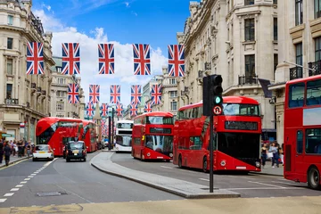 Fototapete Londoner roter Bus London Regent Street W1 Westminster in Großbritannien