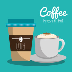 delicious coffee always fresh poster vector illustration design