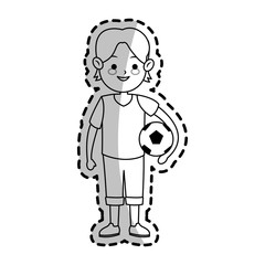 boy with soccer ball over white background. vector illustration