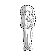 woman holding a baby cartoon icon over white background. vector illustration