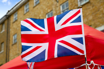 London Portobello road Market UK flag