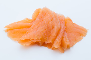 Fresh salmon fillet on isolated white.