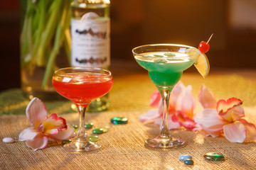 Two glasses of non-alcoholic cocktails