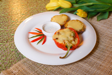 baked with cheese and bell pepper stuffed potatoes