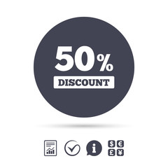50 percent discount sign icon. Sale symbol.