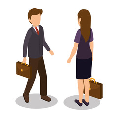 Group of businesspeople gathered vector illustration design