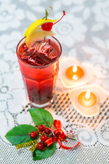 Cherry cocktail on the table