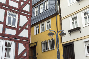 Corner of three typical German houses