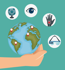 Augmented reality technology icon vector illustration design