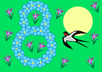 Happy Women's Day with cute flowers