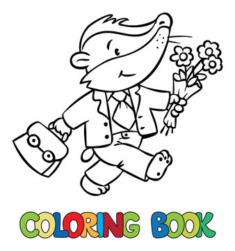 Coloring book of little funny badger