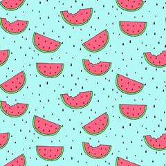Seamless background with watermelon slices