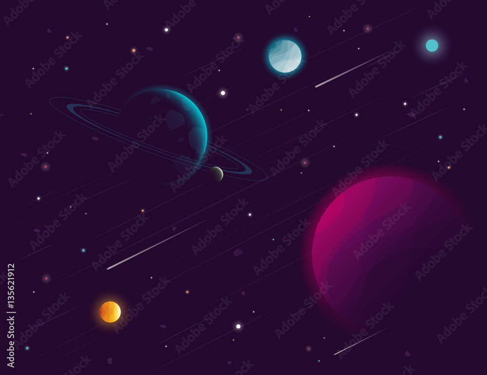 Wall mural space background. vector illustration