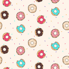 Vector seamless pattern with donuts