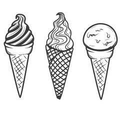 Set of ice cream icons isolated on background. Design elements f