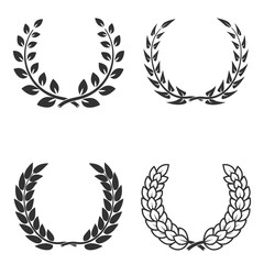 Set of laurel wreaths isolated on white background. Design eleme