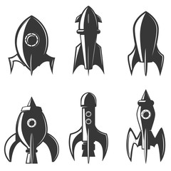 Set of the rockets icons. Design element for logo, label, emblem
