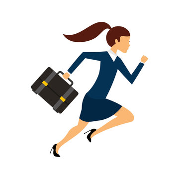 businesswoman running character isolated icon vector illustration design