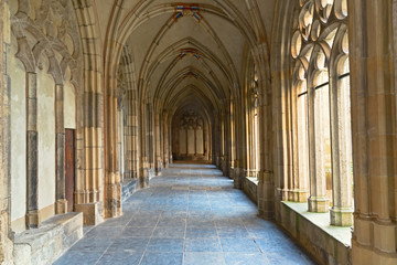 Fototapeta na wymiar Medieval cloister of The Pandhof in Utrecht, Netherlands
