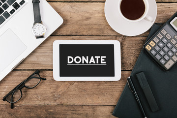 Headline Donate on tablet computer