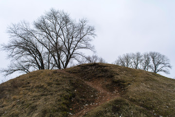 a hill in the city of Polotsk, Belarus, March, 2015, spring,