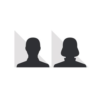 Vector. Man and woman silhouette / avatar / profile picture. Light shadow.