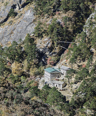 Tourist lodge on the path from Namche Bazar to Everest Base Camp - Everest region, Nepal, Himalayas