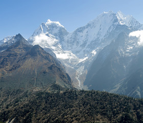 Peaks Kantega (6783 m) and Thamserku (6608 m) - Everest region, Nepal, Himalayas
