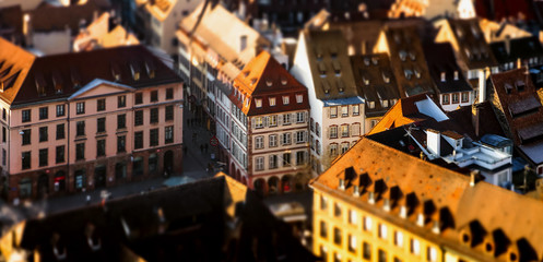 Strasbourg city aerial view from the tower - obrazy, fototapety, plakaty